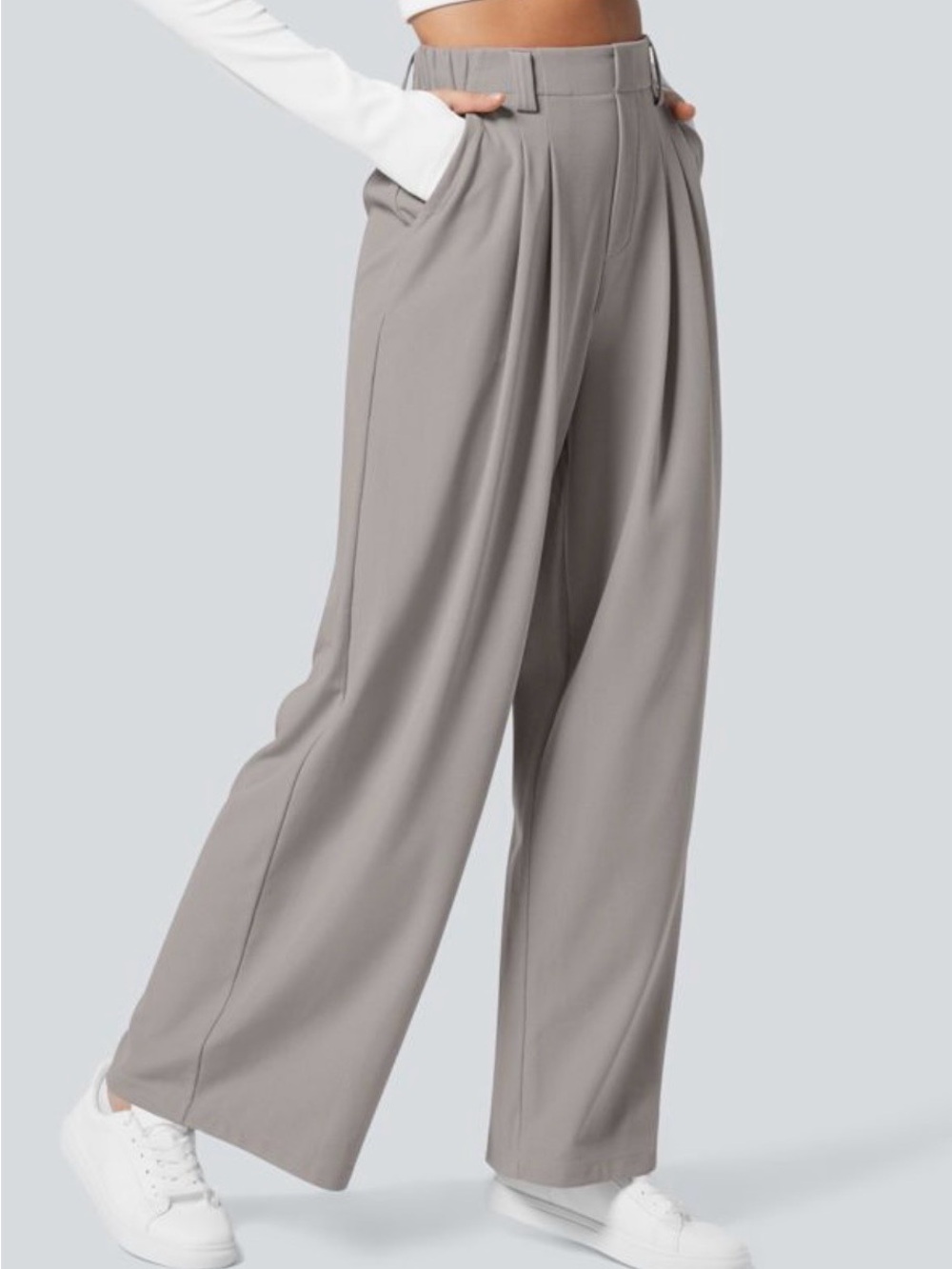 NWT Halara Flex High Waisted Pocket Wide Leg Waffle Work Pants M Tall